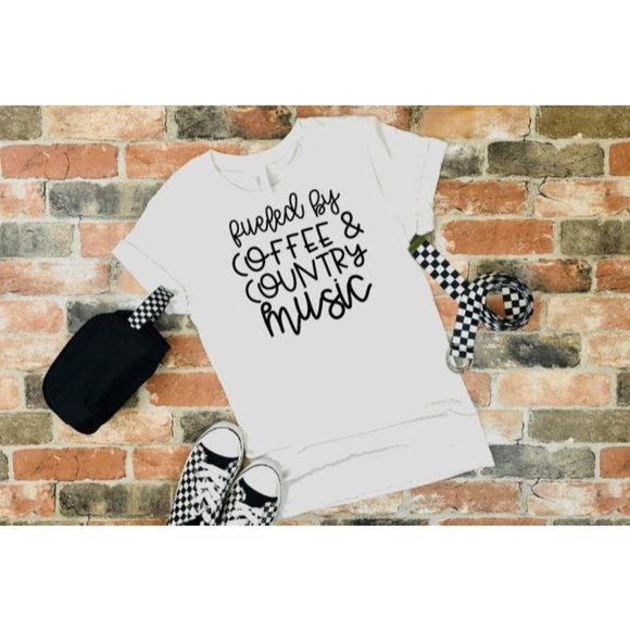 Fueled By Coffee and Country Music T shirt - Picture 1 of 8